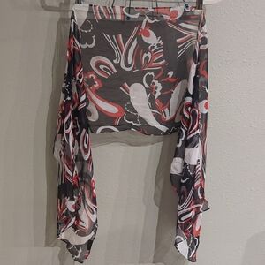 Cejon Accessories Inc 100% Silk Scarf Red Black White Patterned Oblong